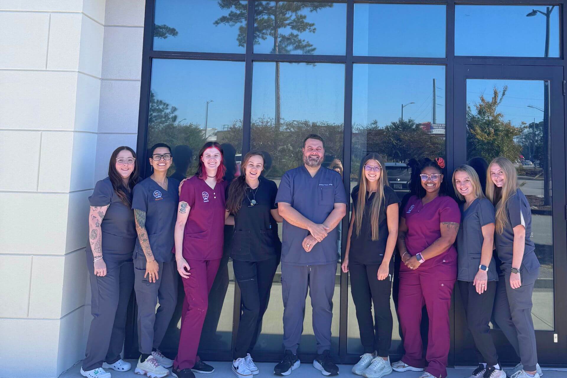 Port City Animal hospital Team picture outside the practice